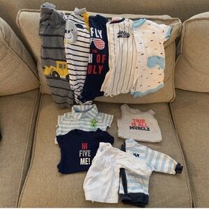 Spring Summer Clothing Lot Baby Boy 3 Months Newborn Pajamas Shirts Outfit Top